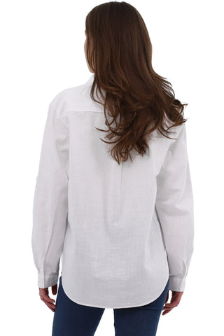 Linen-Blend V-Neck Blouse