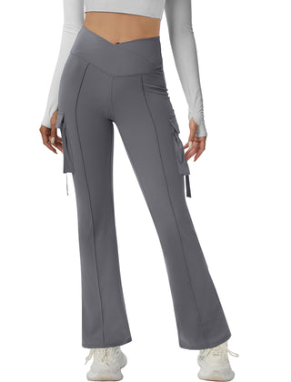 V Waist Cargo Flare Pants