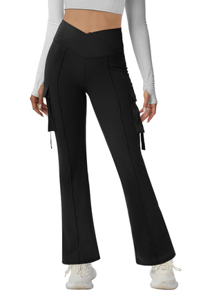 V Waist Cargo Flare Pants