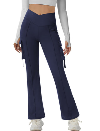 V Waist Cargo Flare Pants