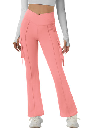 V Waist Cargo Flare Pants