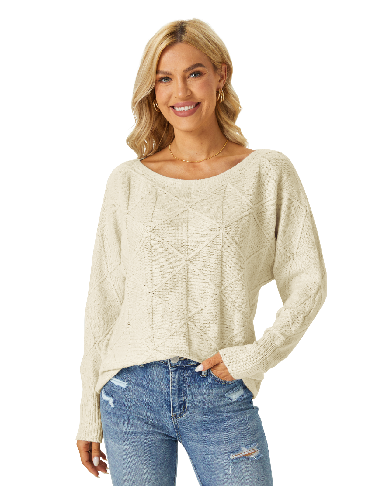 Diamond Stitch Knit Sweater