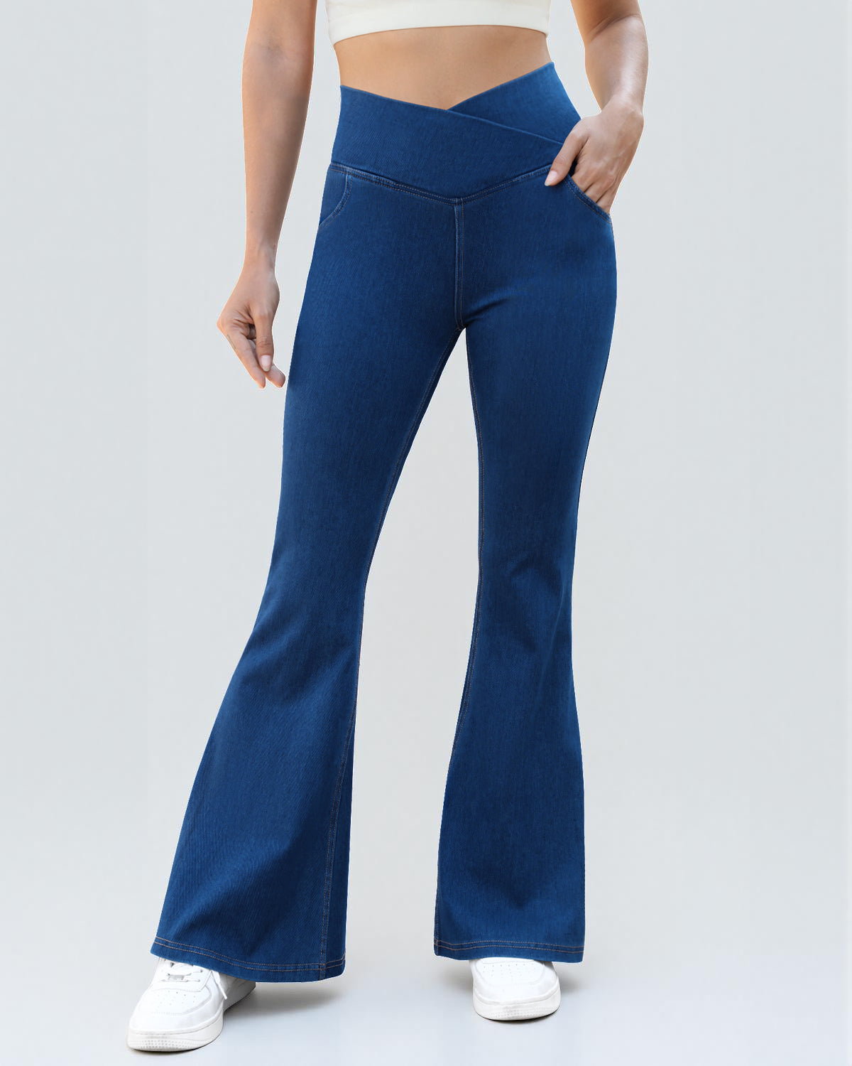 Crossover High Waist Flare Jeans