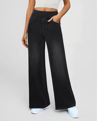 Elastic Pull-On Wide Jeans