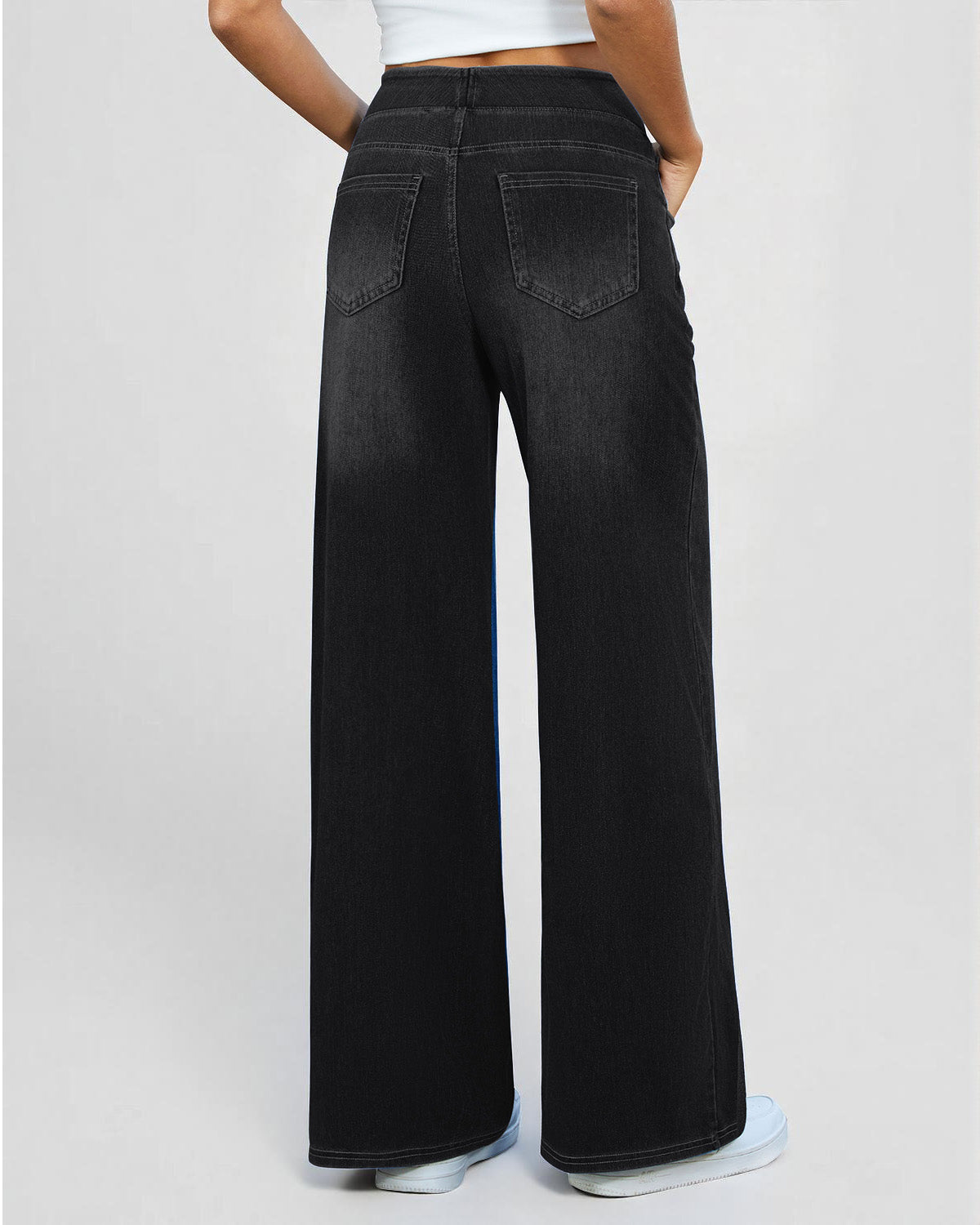 Elastic Pull-On Wide Jeans