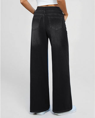 Elastic Pull-On Wide Jeans