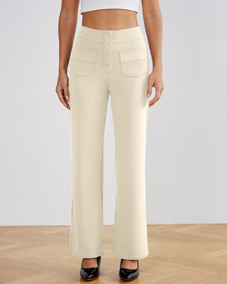 SwanSoft™ Multi-Button Straight Trousers
