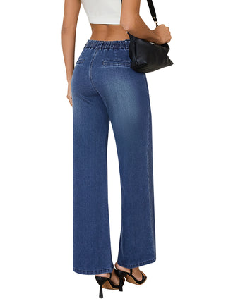 Symmetrical Patch-Pocket Wide Leg Denim