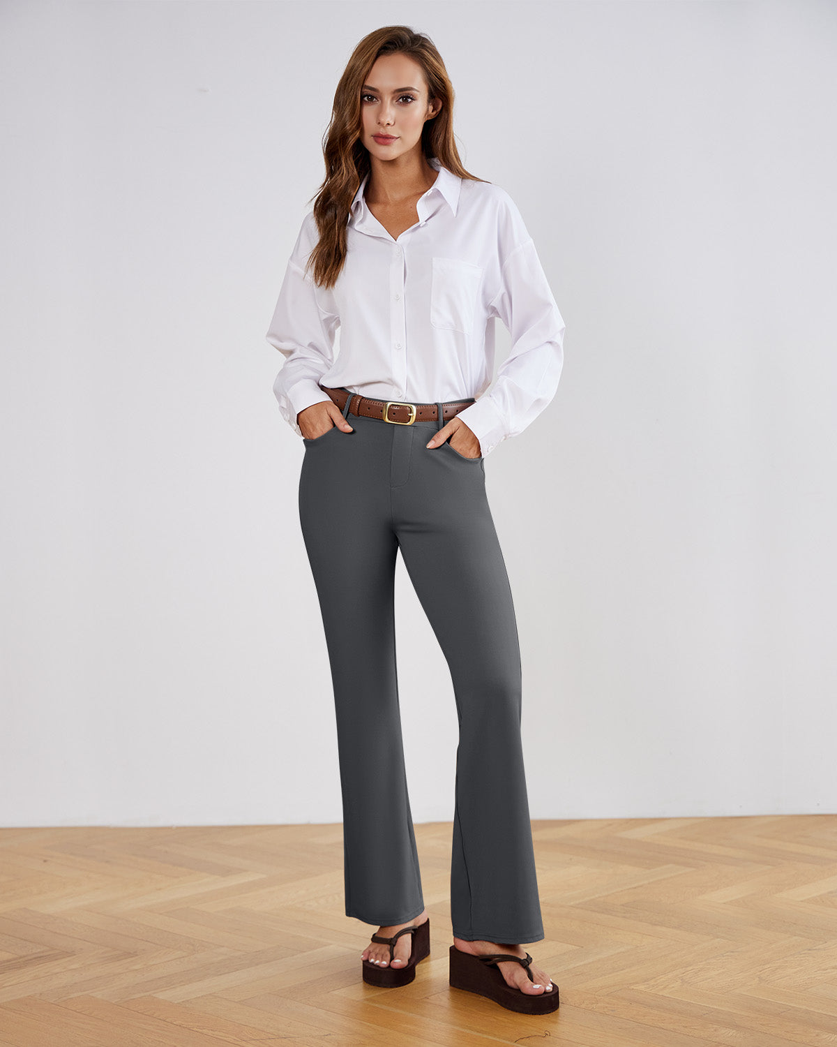 Tailored Stretch Flare Trousers