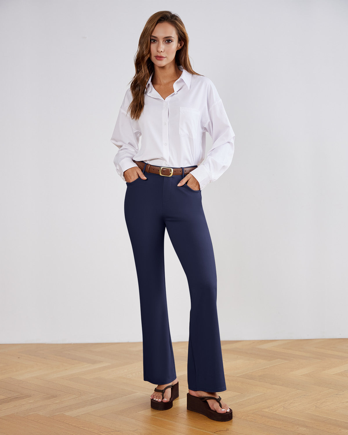 Tailored Stretch Flare Trousers