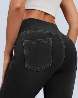 Crossover Waist Stretch Denim Jeggings