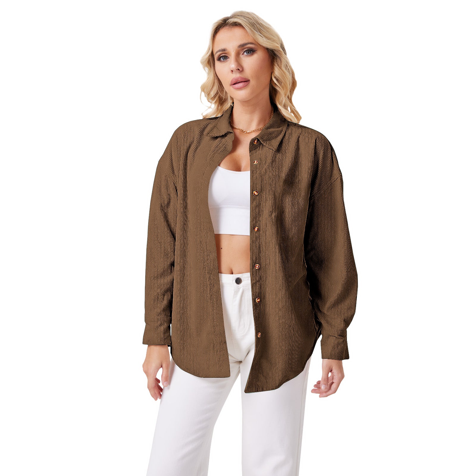 Corduroy Relaxed Button-Up Shirt