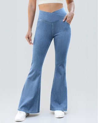 Crossover High Waist Flare Jeans
