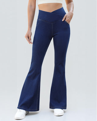 Crossover High Waist Flare Jeans