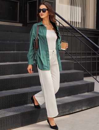 Retro Ribbed Button-Down Top