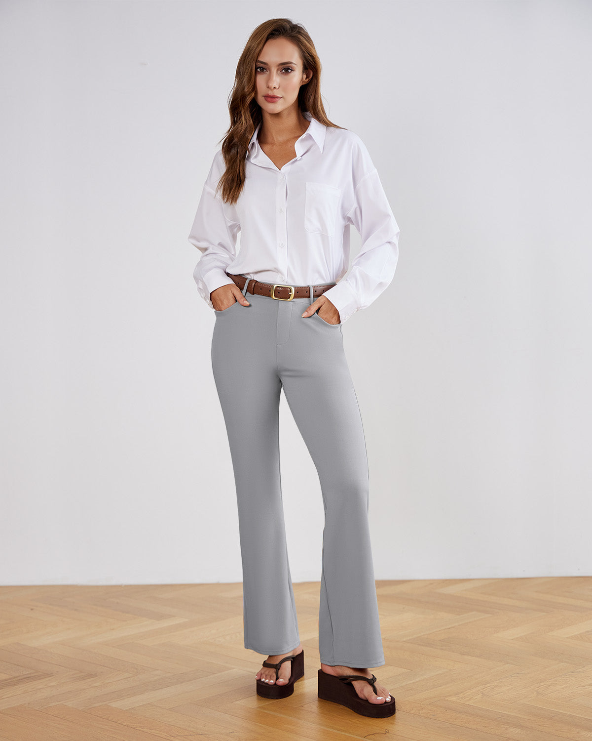 Tailored Stretch Flare Trousers