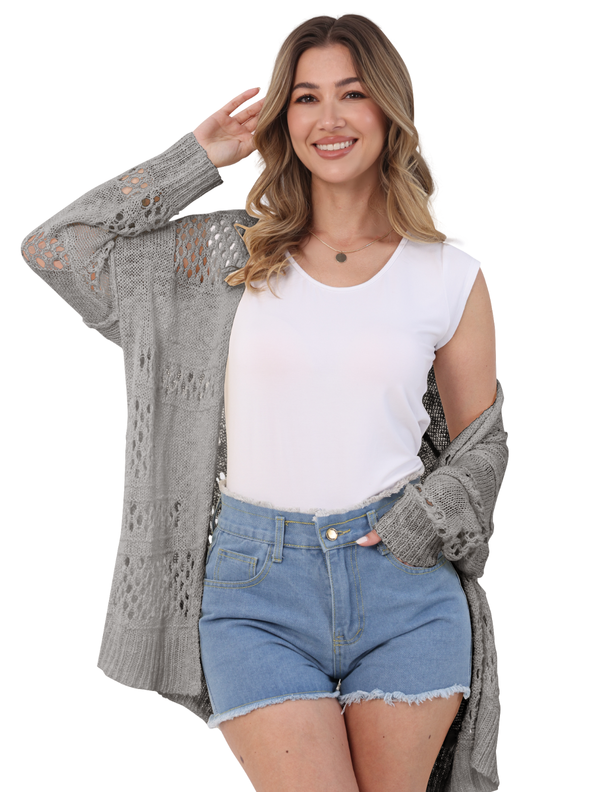 Lattice Weave Open Cardigan