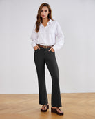 Black Tailored Stretch Flare Trousers front view