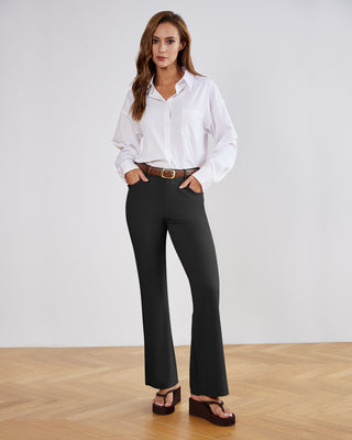 Black Tailored Stretch Flare Trousers front view