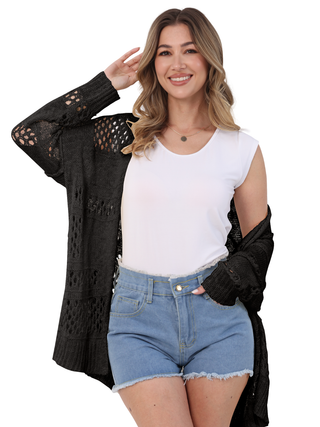 Lattice Weave Open Cardigan