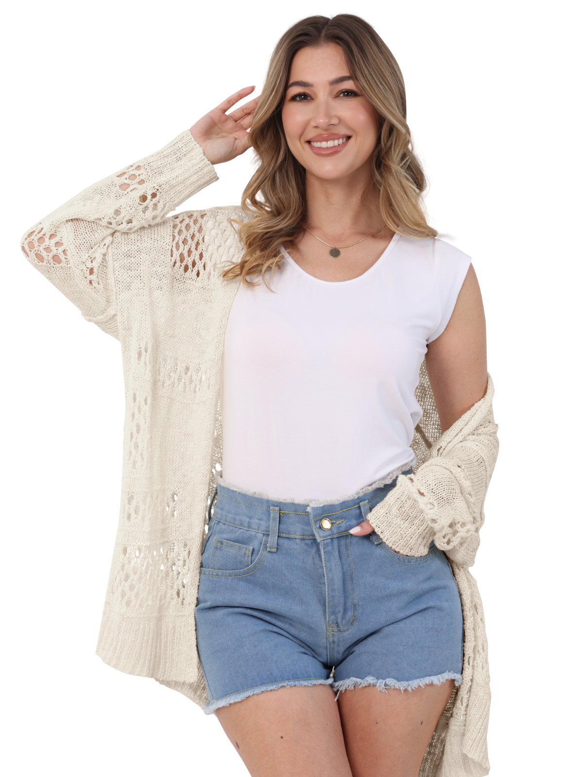 Lattice Weave Open Cardigan