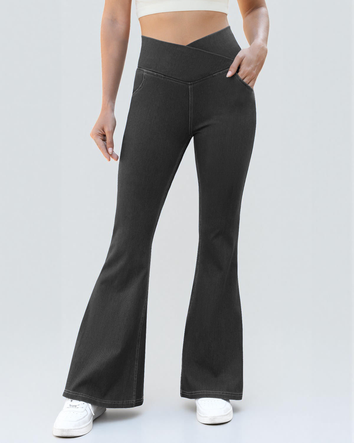 Crossover High Waist Flare Jeans