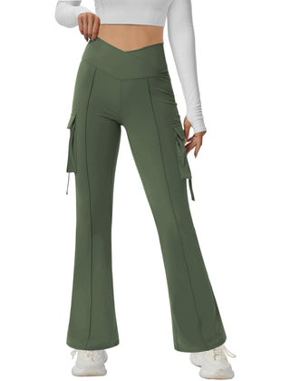 V Waist Cargo Flare Pants