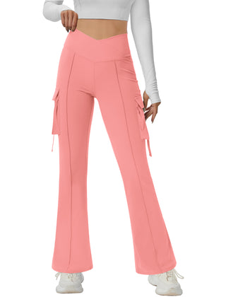 V Waist Cargo Flare Pants