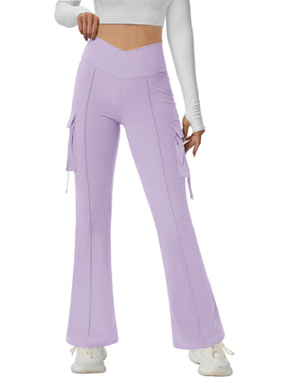 V Waist Cargo Flare Pants