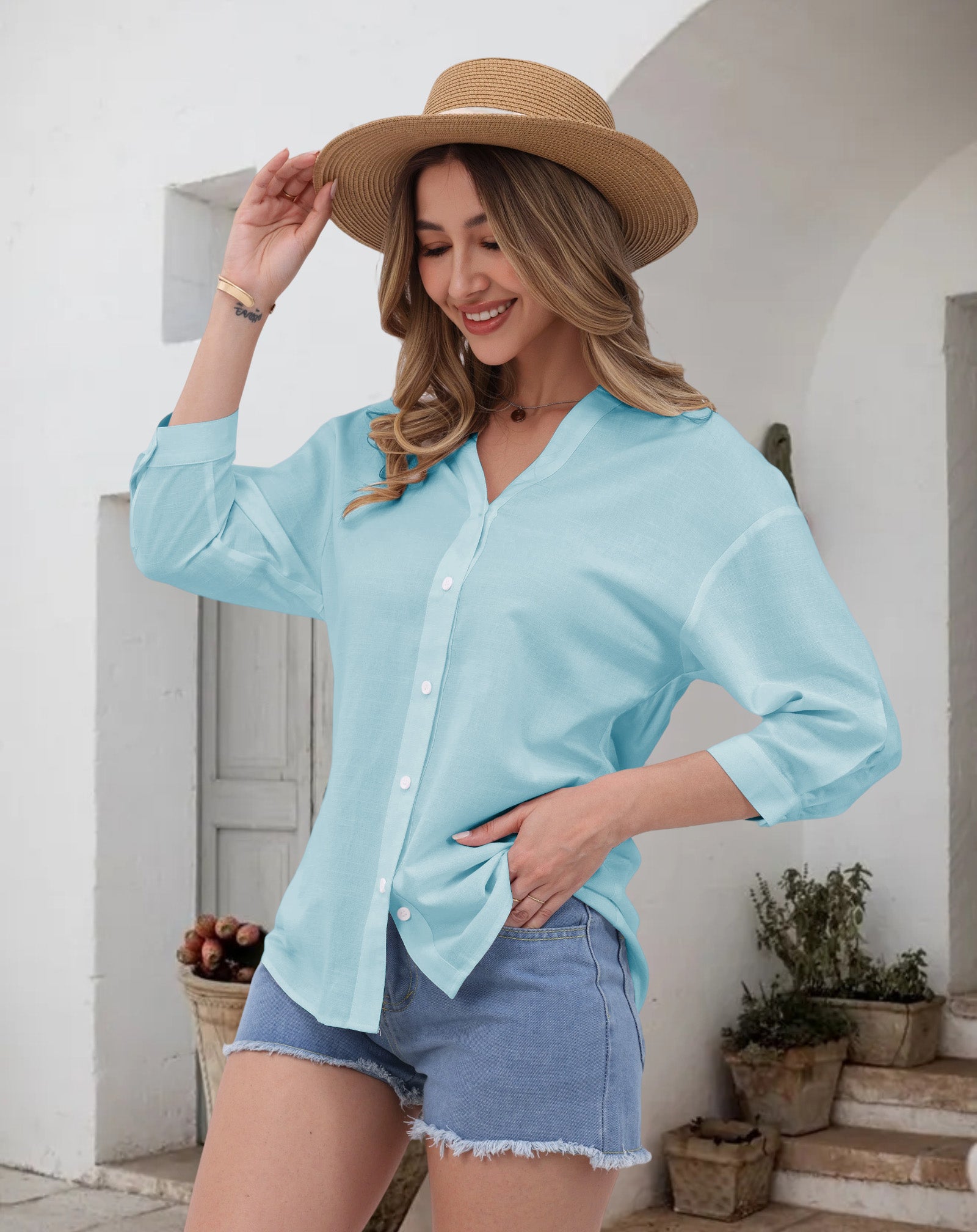 Aura V-Neck Breezy Cotton Top