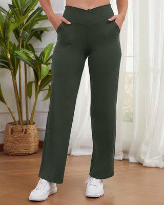 Crossover Waist Wide Leg Yoga Pants
