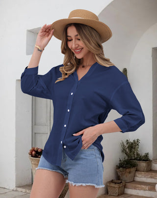 Aura V-Neck Breezy Cotton Top