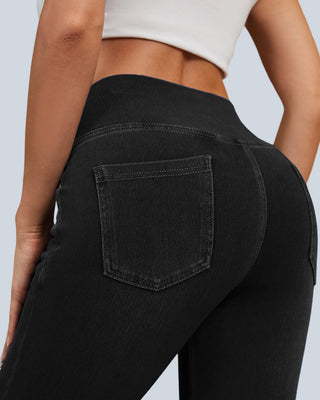 Crossover Waist Stretch Denim Jeggings