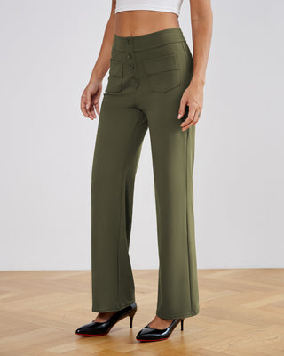 SwanSoft™ Multi-Button Straight Trousers