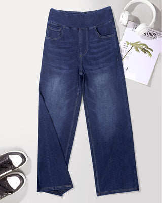 Elastic Pull-On Wide Jeans