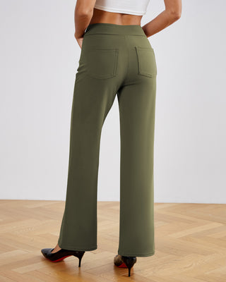 SwanSoft™ Multi-Button Straight Trousers