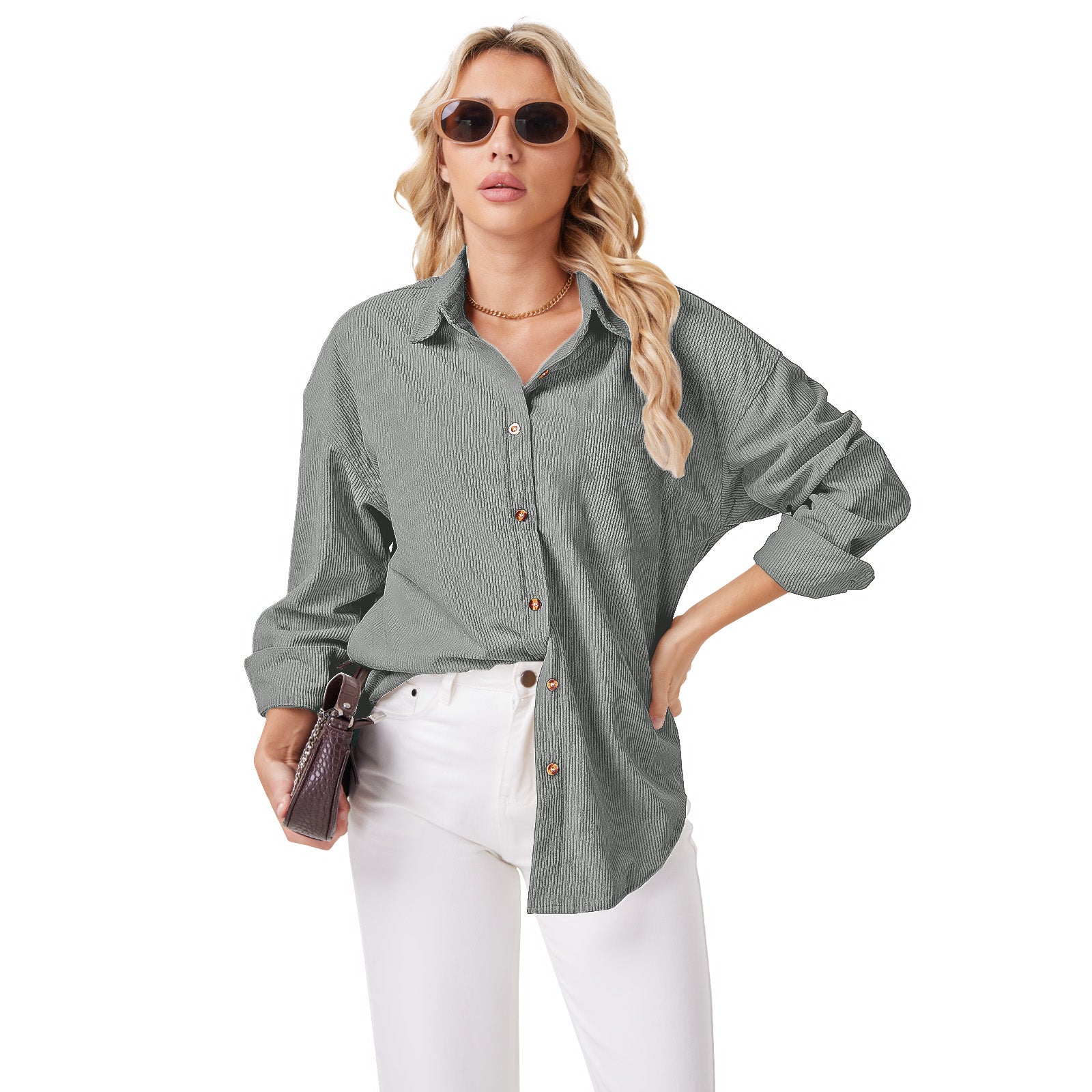Corduroy Relaxed Button-Up Shirt