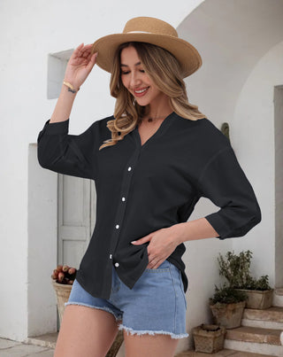 Aura V-Neck Breezy Cotton Top