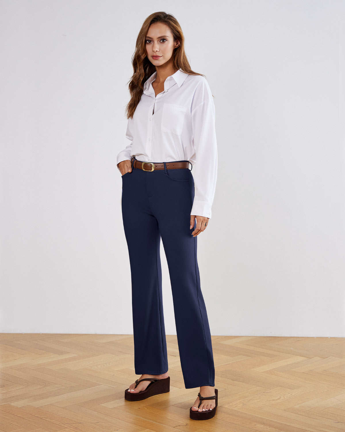 Tailored Stretch Flare Trousers