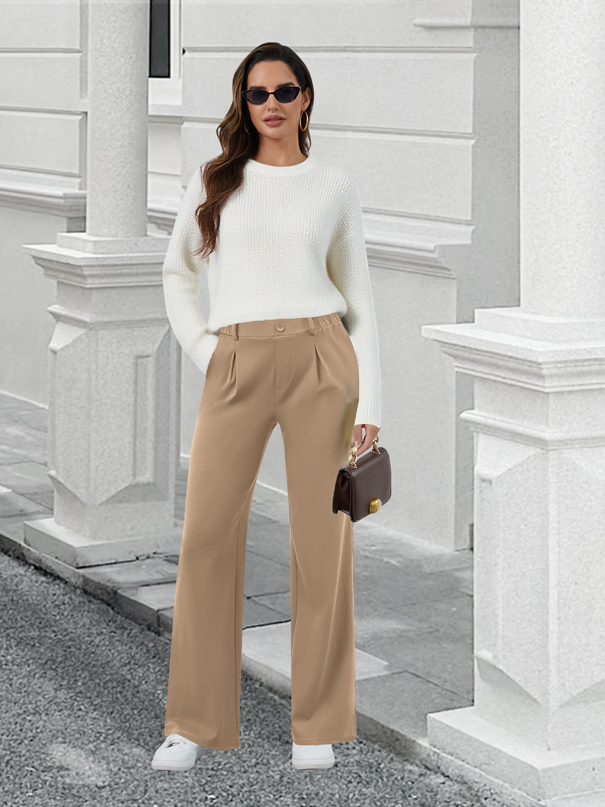 Soft Stretch Wide Leg Work Pants
