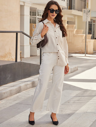 Retro Ribbed Button-Down Top