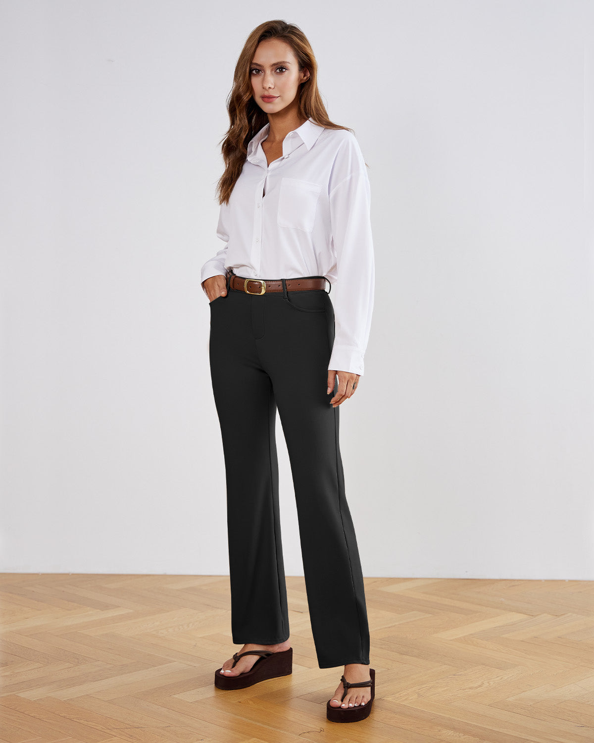 Tailored Stretch Flare Trousers