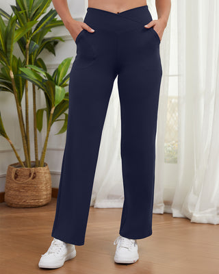 Crossover Waist Wide Leg Yoga Pants