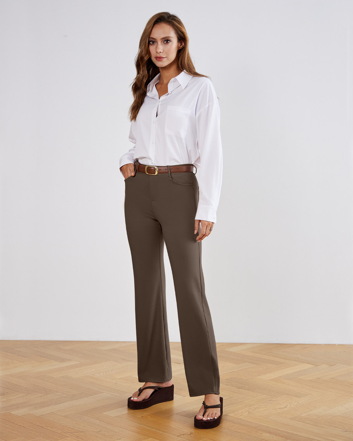 Tailored Stretch Flare Trousers