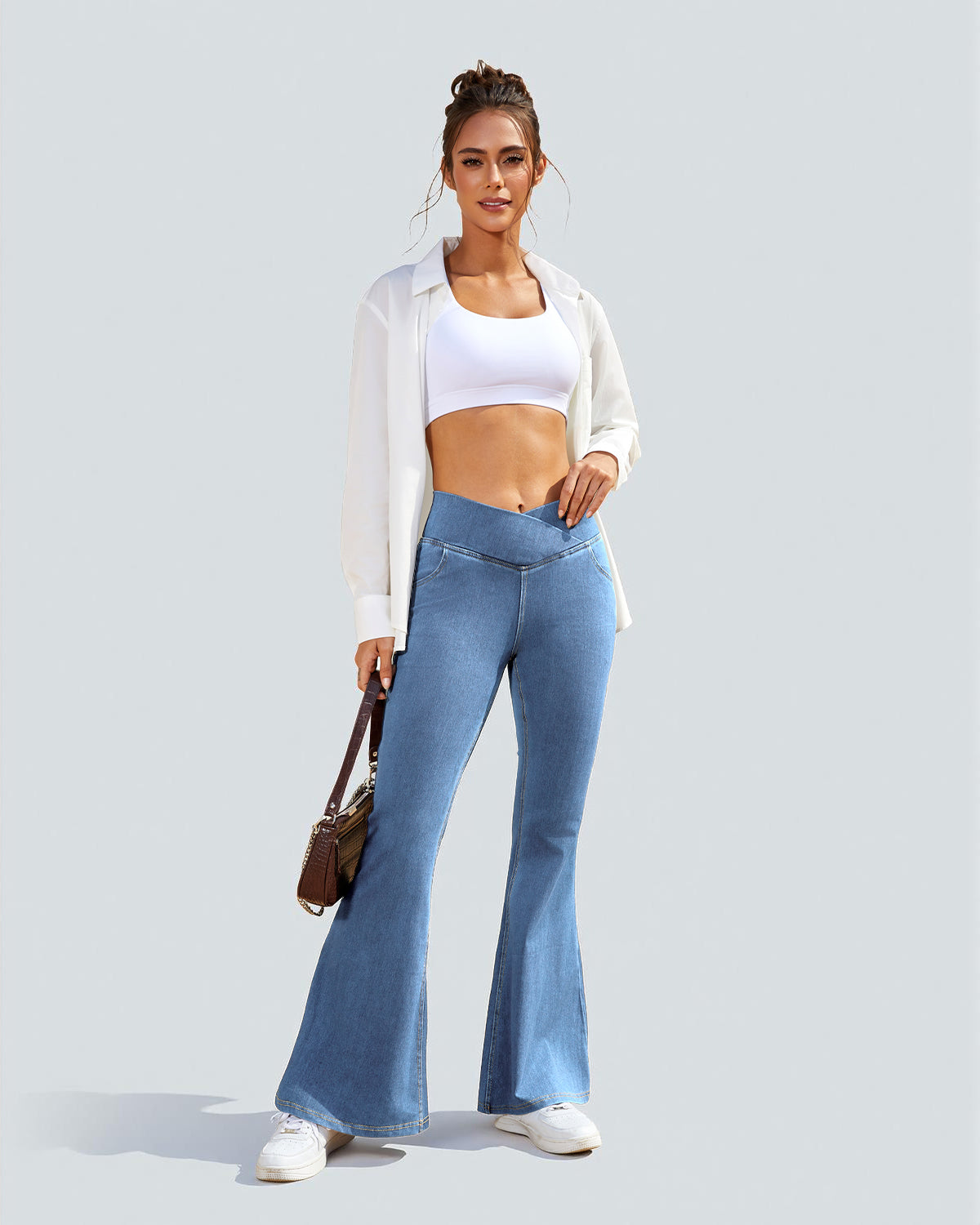 Crossover High Waist Flare Jeans
