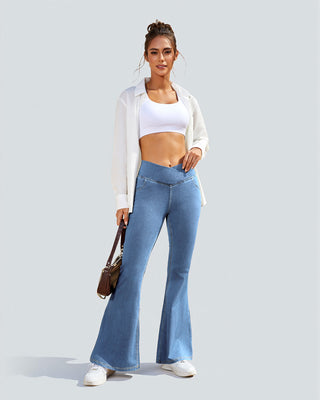 Crossover High Waist Flare Jeans
