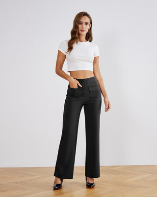 SwanSoft™ Multi-Button Straight Trousers