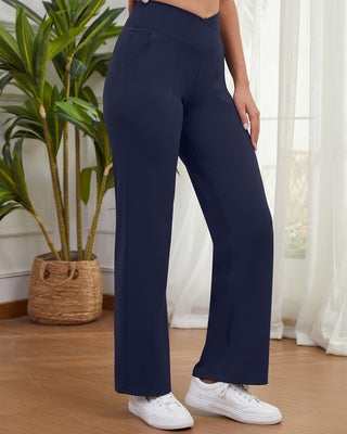 Crossover Waist Wide Leg Yoga Pants