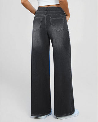 Elastic Pull-On Wide Jeans
