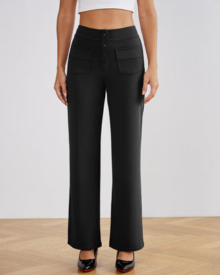 SwanSoft™ Multi-Button Straight Trousers